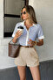 Beige High Waist Mini Women's Shorts Sh304