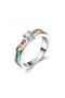 5 Real 100% 925 Sterling Silver Color Rainbow Cubic Zircon Rings For Women Wedding Lovely Engagemen.