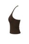 Women's Contrast Piping Detailed Halter Neckline Backless Crop Tank Top - 3