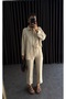 Women's Beige Two-Piece Linen Shirt Pants Top and Bottom Set - 5