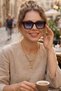 Women's Uv400 Square Black Glass Sunglasses 23022 C2 Light Color - 3