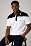 100% Cotton Men's Polo Collar T-shirt, Colorful Striped Short Sleeve Split Model, Mountain Logo Design - 3