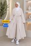 Women's Kimono Long Cardigan Trouser Set Belted Hijab Combination 3218