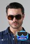 Men's Matte Brown Gold Frame Detail Brown Glass Sunglasses