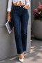 Women's Straight-Leg High-Waist Regular Fit Stretch Fabric Pants-c607-raw-blue - 8