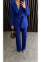 Blue Belted Jacket and Trousers Set Modest Workwear - 6