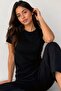 🖤   Women's Black Glitter Basic T-Shirt - 2
