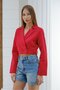 Red Women's Regular Fit Double Button Detailed Cropped Blazer Jacket – Modern Stylish Design - 5