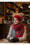 French Painter Hat Set with Plaid Luxury Double-Sided Shoulder Shawl - 6