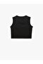 Crew Neck Sleeveless Fabric Detailed Crop Athlete's Tank Top - 4