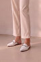 White Genuine Leather Buckle Women's Slippers - 4