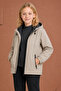 Girl's Stone Lined Water and Windproof Hooded Double Zipper Pocket Raincoat - 4