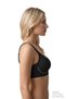 Seamless Bra - Oatmeal |   Black Laser Cut Underwire-Free Textured Tulle Detailed Women's Bra - 4