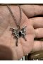 Black Enamel Gothic Butterfly Unisex Necklace – Elegance on the Wings of Darkness - 3