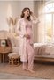 Women's Powder Lace Patterned New Season 3-Piece Maternity Pajama Set with Dressing Gown - 2