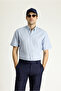 Striped Regular Fit Short Sleeve Cotton Shirt