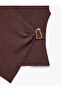 Slim Fit Wrinkled Fabric Textured Double-Breasted Sleeveless Blouse with Metal Accessories - 7