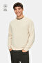 Sento Bone Color Crew Neck Embroidered Standard Fit Men's Knitwear