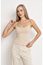 Women's Thin Strap Lycra Cotton Basic Undershirt - Beige 3000