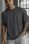 Men's Smoked Crew Neck Plain Basic Unprinted Oversize Salas T-Shirt - 3