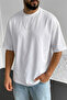 Men's White Basic Plain Unprinted Oversize Salas Boyfriend T-Shirt - 2