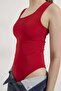 Square Neck Strap Snap Fastener Flexible Bodysuit - 5