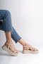 Th Colleciton Bella Elastic Ribbon Detailed Orthopedic Sole Women's Sandals Ckt - Cream - 39 - 2