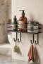 Luxury Thermoplastic Coating Black Adhesive Bathroom Shelf Shampoo Holder Wall Hanger Organizer Shelf with Hooks