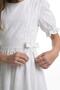 Girl's Short Elastic Sleeves Dress with Double Ribbon at Waist and Cowhide Detail Elb2015 - 6