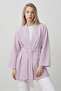 Lilac Women's Vertical Striped Wide Sleeve Stylish Summer Relaxed Kimono