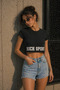 Women's Cotton Sport Printed Oversize Short Sleeve Crop T-Shirt - 3