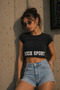 Women's Cotton Sport Printed Oversize Short Sleeve Crop T-Shirt - 4
