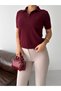 Premium Viscose Soft Textured Polo Collar Short Sleeve Embroidery Detailed Knitwear Sweater - 8