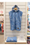 100% Cotton Children's Poncho Blue - 4