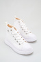 Unisex White High Sole Comfortable Sneaker Lace-Up Ankle Casual Canvas Sneaker
