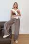 Women's Elastic Waist Double Pocket Modal Fabric Trousers Light Brown - Mw0000339
