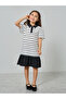 Girls Striped Collared Ruffle Hem Dress