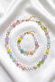 Glass Crystal Soft Necklace Bracelet Set - 2