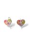 Wooden Heart Button Dangle Earrings - 3