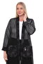 Women's Black Lace Mesh Detailed Long Summer Cardigan Kimono with Pockets - 3