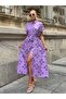 Women's Patterned Belt Detailed Shirt Dress - 2