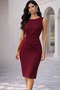 New Season Women's Sleeveless Round Neck Side Gathered Short Janjan Crepe Dress - 4