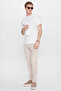Men's Ecru Cotton Slim Fit Crew Neck Jacquard Stretch T-Shirt - 2