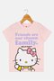 Toddlers Girl Crew Neck Hello Kitty Girl Short Sleeve Top, Pink - 3