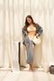 Cozy Shawl Detail Smoked Triple Shirt Pants Linen Set - 3