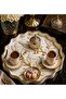 Luxury Glass Surface Presentation Tray 38 cm - Tea and Coffee Serving Tray - Decorative Round Tray with Gold Detail - 2