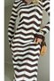 Women's Zigzag Detailed Long Sleeve Knitwear Dress - 4