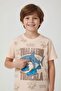 Brown Shark Printed Crew Neck Boys' Shorts Set 23839 - 2