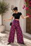 Woven Viscose Trousers with Wide Legs and Patterned Design