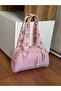 Women's Shoulder Bag with Metal Eyelets and Lace Details - 3